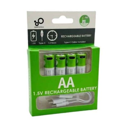 Smartoools 1.5V Type-C Rechargeable Batteries AA 2600mWh With Type C- Cable Powerful Rechargeable Battery